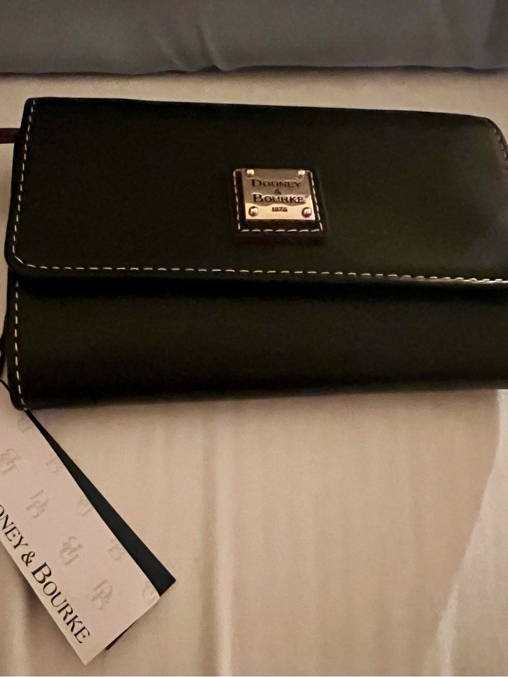 Dooney & Bourke Black Leather Wallet with Gold Logo Plaque - Picture 13 of 14
